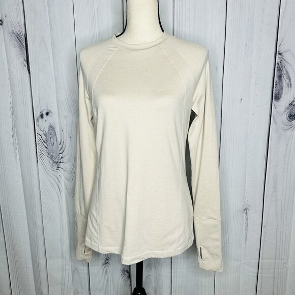Varley Bradford Active Top Sz S Relaxed Fit Long Sleeve Recycled Polyester Cream - Picture 1 of 10
